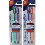 Wholesale - 2pk MENTADENT ADVANCED TOOTHBRUSH (MED) C/P 24, UPC: 810051083149